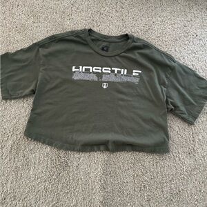 Womens Oversized Crop T-Shirt Green. Hosstile Brand. Gym Top